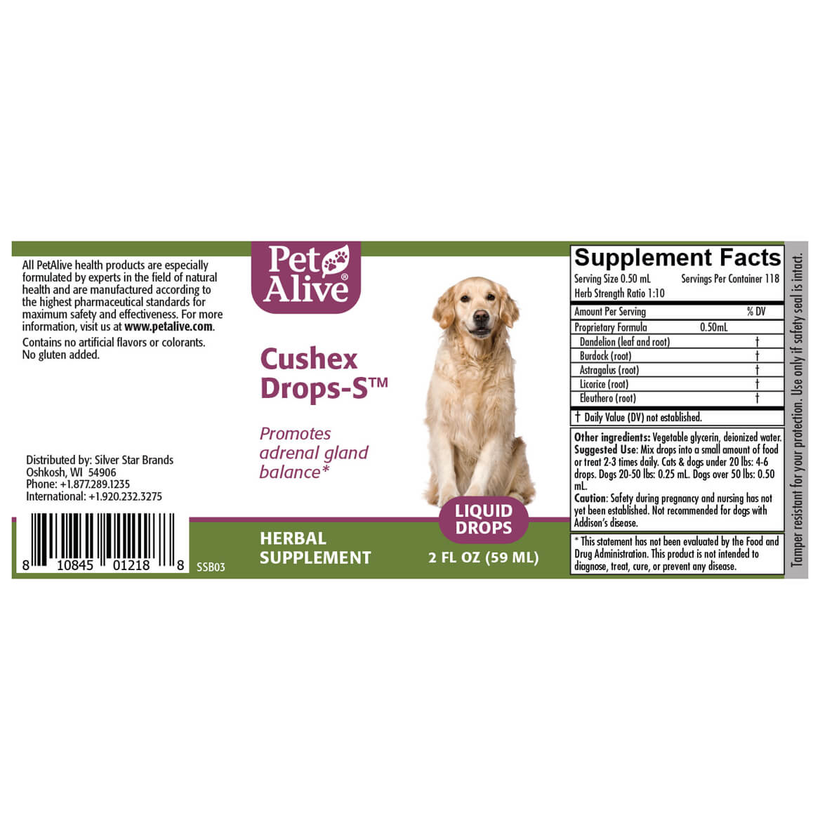PetAlive Cushex Drops-S™ for Glandular Health for healthy pituitary and adrenal gland function in dogs and cats