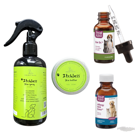 Allergy Protocol for Supplementation, Skin Sanitising, Skin Barrier Protection & Itchy Ears - Itchy Skin & Ears Quad