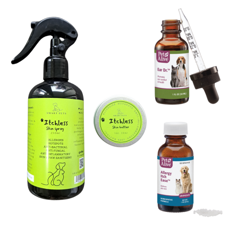 Allergy Protocol for Supplementation, Skin Sanitising, Skin Barrier Protection & Itchy Ears - Itchy Skin & Ears Quad