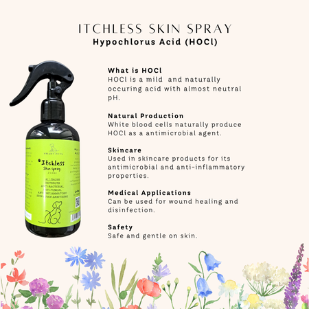 Smart Pets ITCHLESS Natural Hypochlorous Acid Skin Spray 500ml Refill Pack for Dogs & Cats - Skin & Paws Sanitiser, Anti-bacterial, Yeast, Fungus, Dog & Cat Allergies, Skin Issues, Itching, Hotspots, Wound disinfectant, Surface Disinfectant