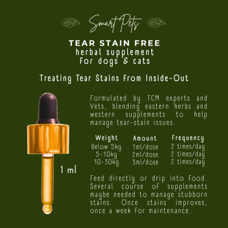 Smart Pets Tear Stain Free Herbal Supplement 40ml - Tear Stain Remover for Dogs & Cats