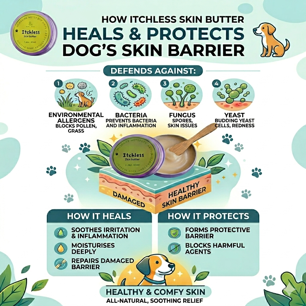 Smart Pets ITCHLESS Skin Butter for Dog Allergy, Skin & Paw Itching, Licking & Hotspots - Holistic Vet Formulation, Lick-Safe