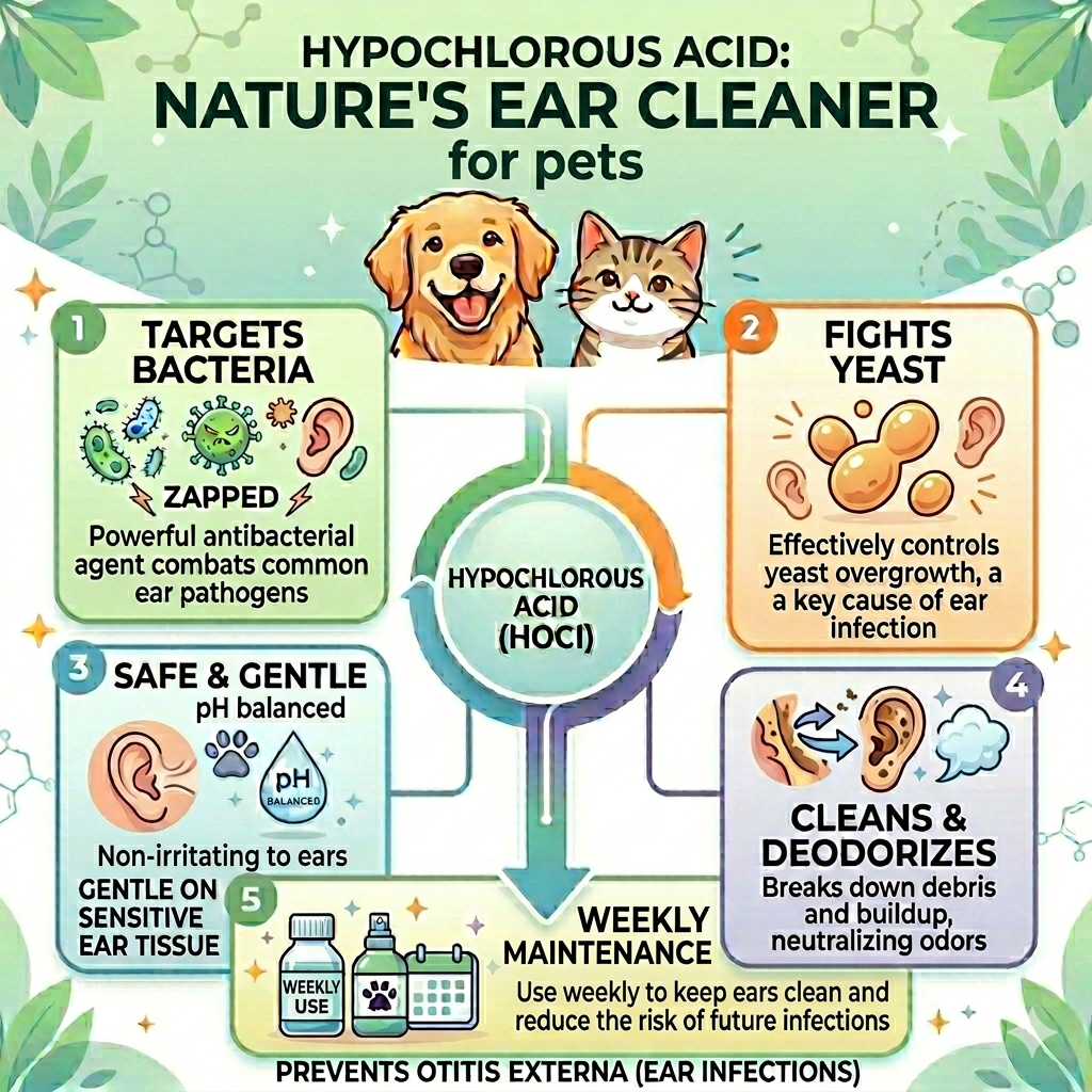 Smart Pets ITCHLESS Natural Hypochlorous Acid Ear Cleaner for Dogs & Cats - Ear Yeast & Bacterial Infections, Itchy Ears, Routine Ear Cleaning